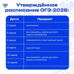 Расписание ОГЭ 2026